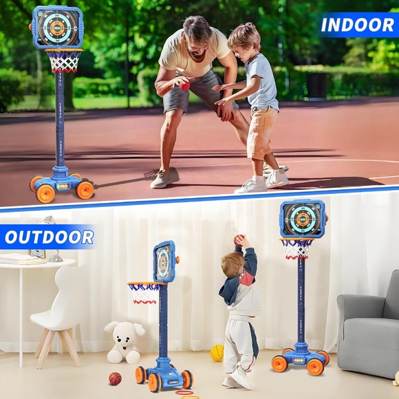 3 in 1 Kids Basketball Hoop Set Toys and Removable Base & Foam Toy Gun - Picture 6 of 7